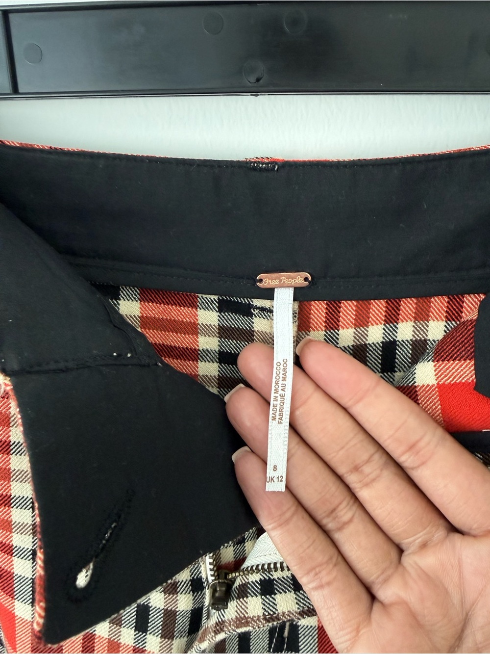 Free People Jules plaid  Wide-Leg Pants in Beige & Red - Picture 8 of 8